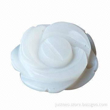 Mother-of-pearl shell pendant, rose flower beads with flat bottom and top hole